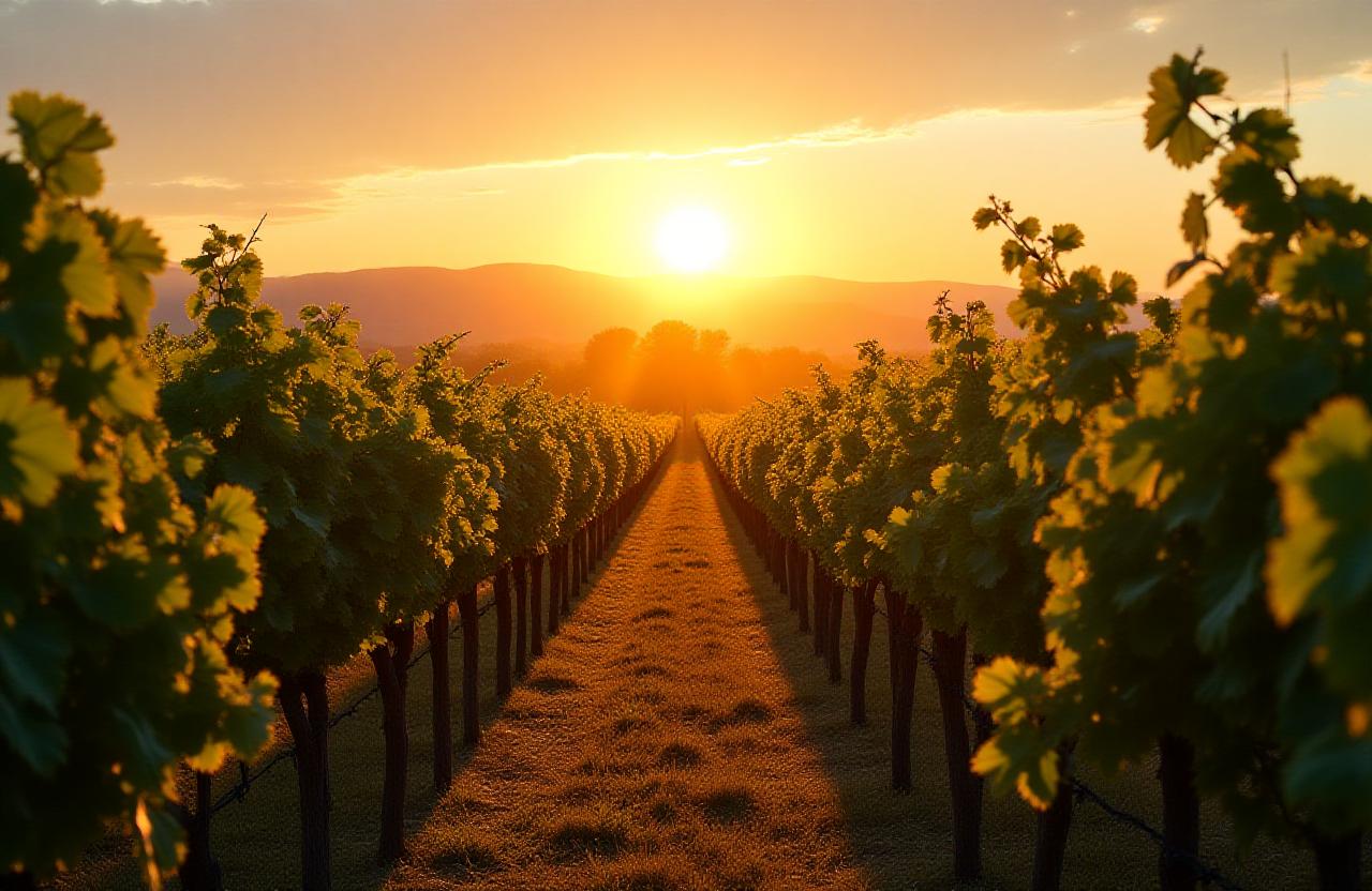 Vigneto italiano al tramonto