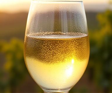 Vino Bianco Bellone in calice di cristallo